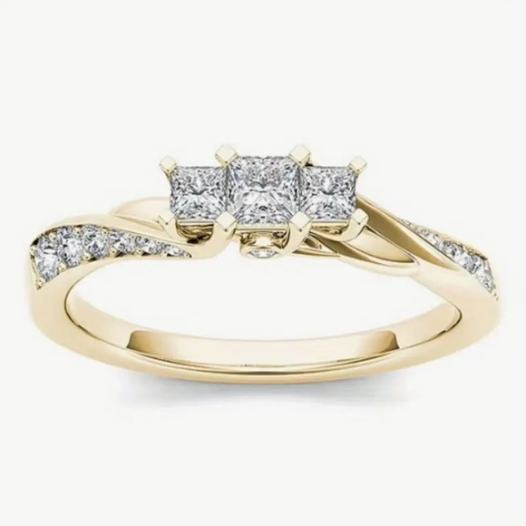 The Unbranded Brand Jewelry - 18K Gold Plated Bridal Ring with Zirconia